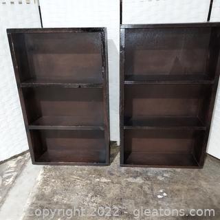 Pair of Hanging Wooden Shelves 