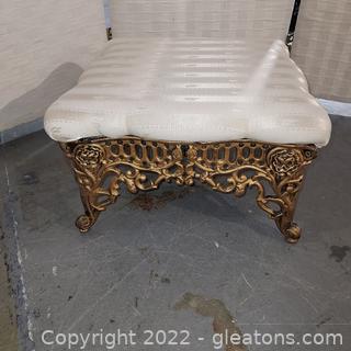 Nice Cast Iron Foot Stool with Upholstered Top 