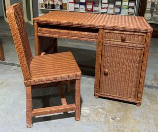 Wicker Desk With Chair 