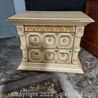 Very Ornate 2 drawer End Table