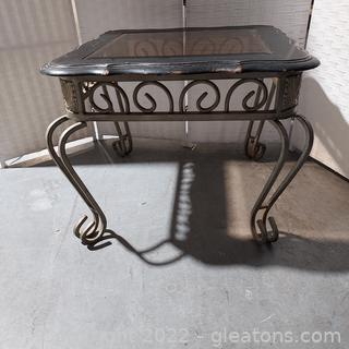 Lovely Square End Table with Tinted Glass Top 