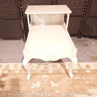 Traditional 2 Tier End Table -Painted Cream Color 