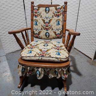 Vintage Rocking Chair with Bicentennial Cushions 