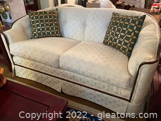 Trend Line Furniture 2 Cushion Loveseat with Wood Trim 