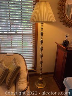 Ornate Brass Floor Lamp with Shade 