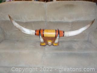 Vintage Wall Mounted Steer Horns with Smaller Horns and Hooves