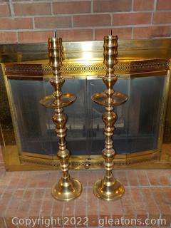 Pair of Very Tall Brass Candle Holders
