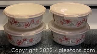 Four Lenox “Butterfly Meadow” Storage Bowls with Lids 