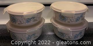 Four Lenox “Butterfly Meadow” Storage Bowls with Lids 