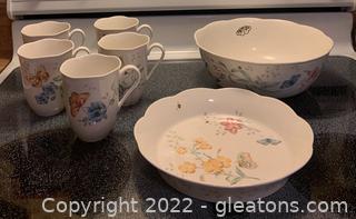 Seven Pieces of Lenox “Butterfly Meadow” Dishes 