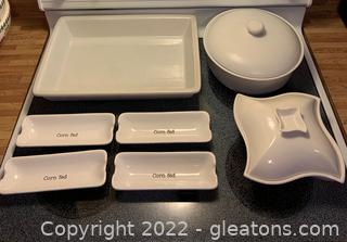 9pc Ivory Ceramic Servingware Assortment 