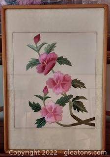 Gorgeous Japanese Silk Thread Framed Art- Pink Floral 