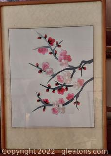 Gorgeous Japanese Silk Thread Framed Art (Cherry Blossoms) 