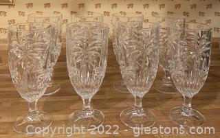 Eight Blown Glass Godinger Glasses with Palms 