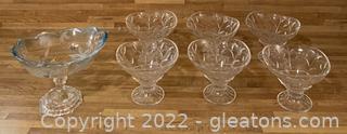 Seven Elegant and Timeless Pedestal Compote Bowls Including RCR Laurus Crystal Pieces 