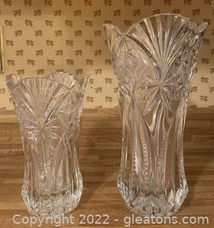 Pair of Matching J.G Durand Vincennes Crystal Vases- Heavy 