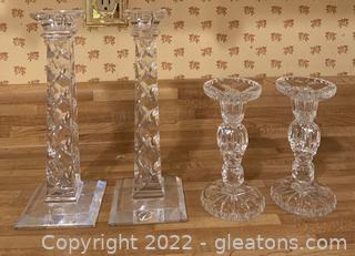 Two Pairs of Lead Crystal Candlestick Holders (4pc) 