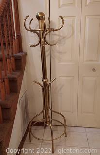 Brass Tone Upright Coat Rack 
