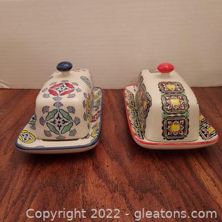 2 Cute Royal Ceramic Butter Dishes 