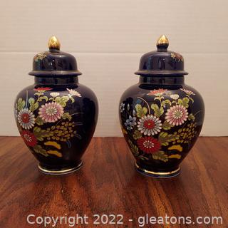 2 Beautiful Lidded Ginger Jars Made in Japan 