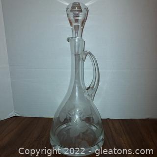 Beautiful Etched Crystal Decanter 