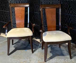 Pair of Splat Back Dining Arm Chairs 