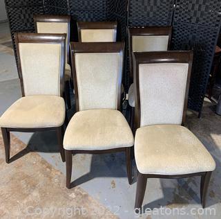 Six Upholstered Dining Side Chairs 