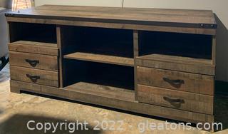 Large Rustic TV Stand with Metal Rivet Detail 
