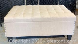 Upholstered Cream Colored Storage Bench 