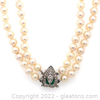 $18,000 Appraised antique 1905 14K white gold pearl choker necklace