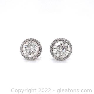 Appraised $25,200 Huge 2.5 TCW Diamond Earrings