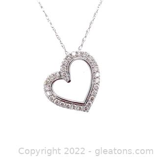 $2,160 Appraised .5 TCW Diamond 14K Pendant Necklace 
