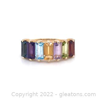 RETAILS $800 14k Multi Gemstone Ring - Size 6.5