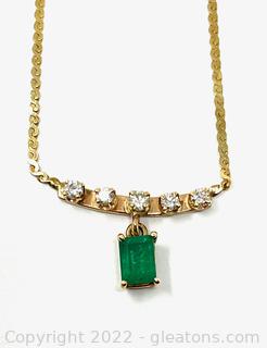 14kt Emerald and Diamond Necklace 