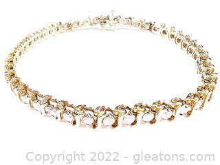 Pretty 10k Yellow Gold Diamond Tennis Bracelet 