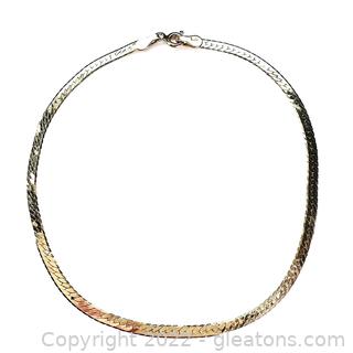14kt Yellow Gold Herringbone Style Anklet 