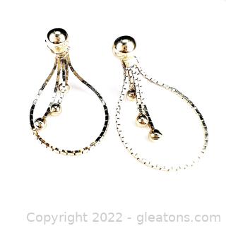 14k Yellow Gold Chain & Bead Drop Earring 