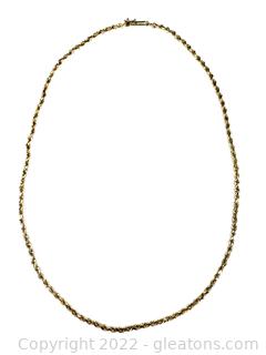 14k Yellow Gold Solid Rope Chain 