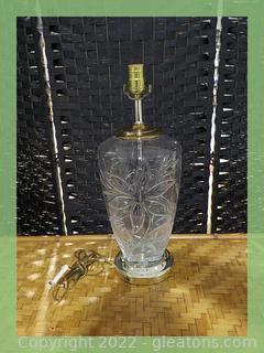 Pretty Cut Glass Table Lamp with Goldtone Base and Cap 