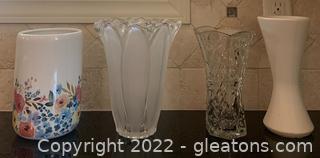 Four Beautiful Vases Including A Vintage Mikasa Frosted Vase 