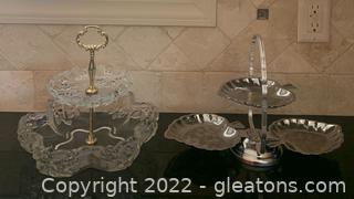 Tiered Serving Dishes Including Vintage Mikasa Crystal (2pc) 