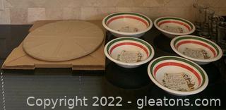 Italian Lovers Kitchenware Including Brand New Pampered Chef Pizza Stone 