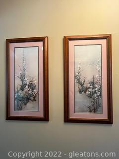 2 Framed & Matted Floral Wall Art