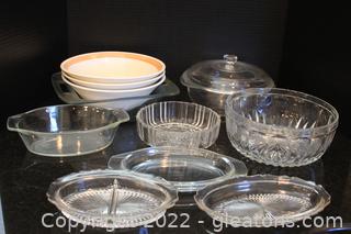 Pyrex Glass Bowls, Royal China by Jeannette ,Glass Plates 
