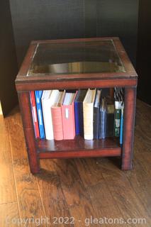 Glass Top Wood End Table