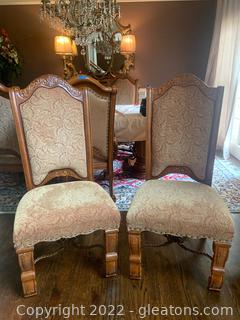 Pair of Pecan Monte Carlo Upholstered Side Chairs 
