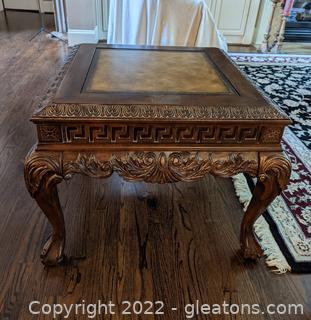 Grecian Leather Top End Table 
