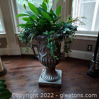 Beautiful Oversized Urn with Live Peace Lily