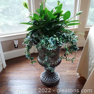 Beautiful Oversized Urn with Live Peace Lily