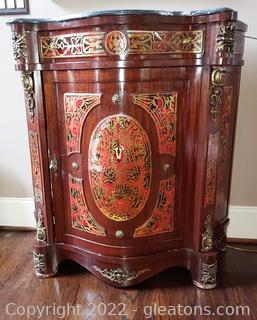 Beautiful Ormolu Mounted French Napoleon III Boulle Cabinet with Marble Top